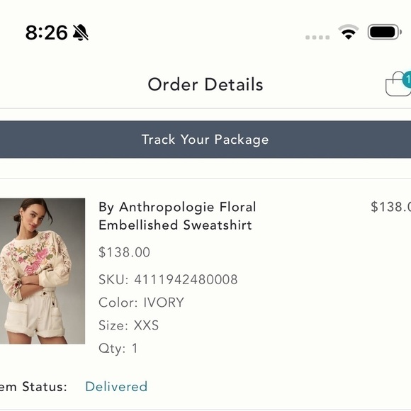 ANTHROPOLOGIE Crochet Sleeve Floral Embroidered Pullover Sweatshirt Size XXS GUC - Picture 7 of 7